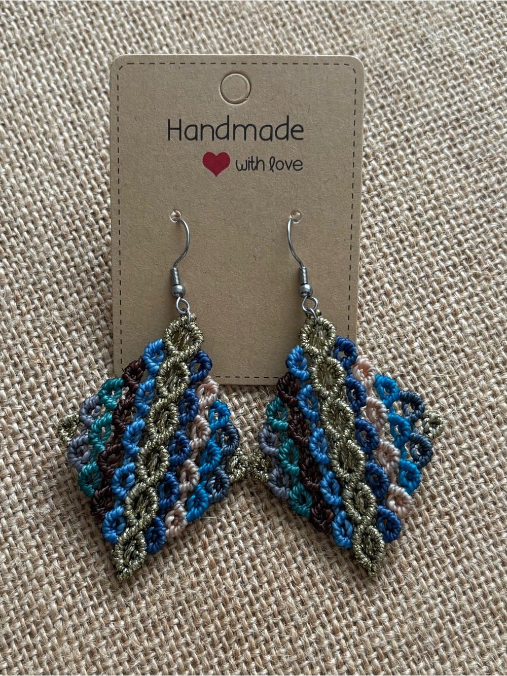 Handmade Multicolor Macrame Drop Earrings - Handmade Brand
